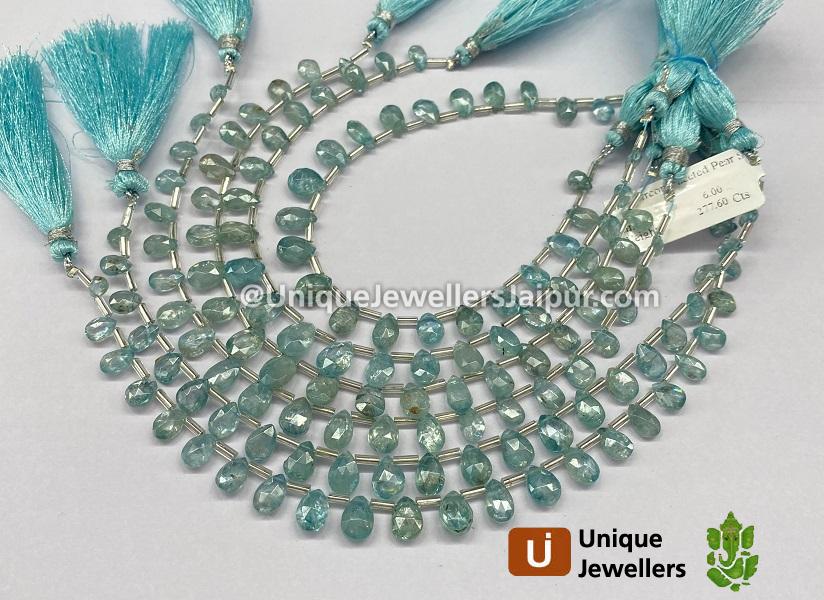 Blue Zircon Faceted Pear Beads